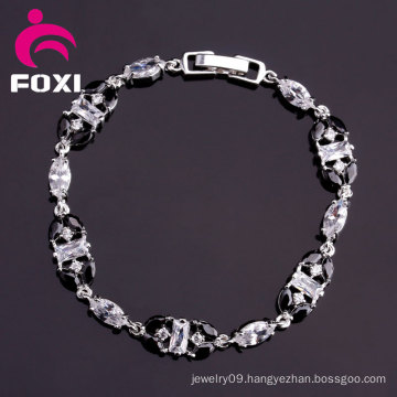 Black Cubic Zircon Stone White Gold Fashion Charm Bracelet